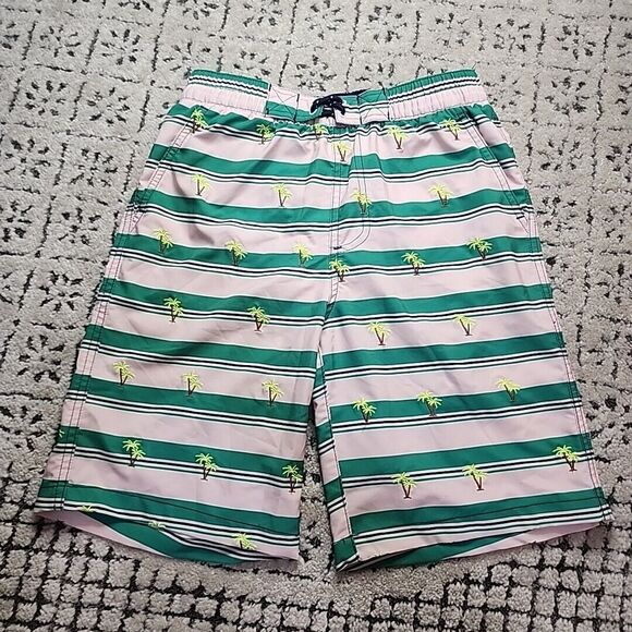Shade Critters Boys Swim Trunk Youth XL Green Pink Embroidered Palm Trees 50+UPF - Picture 1 of 3